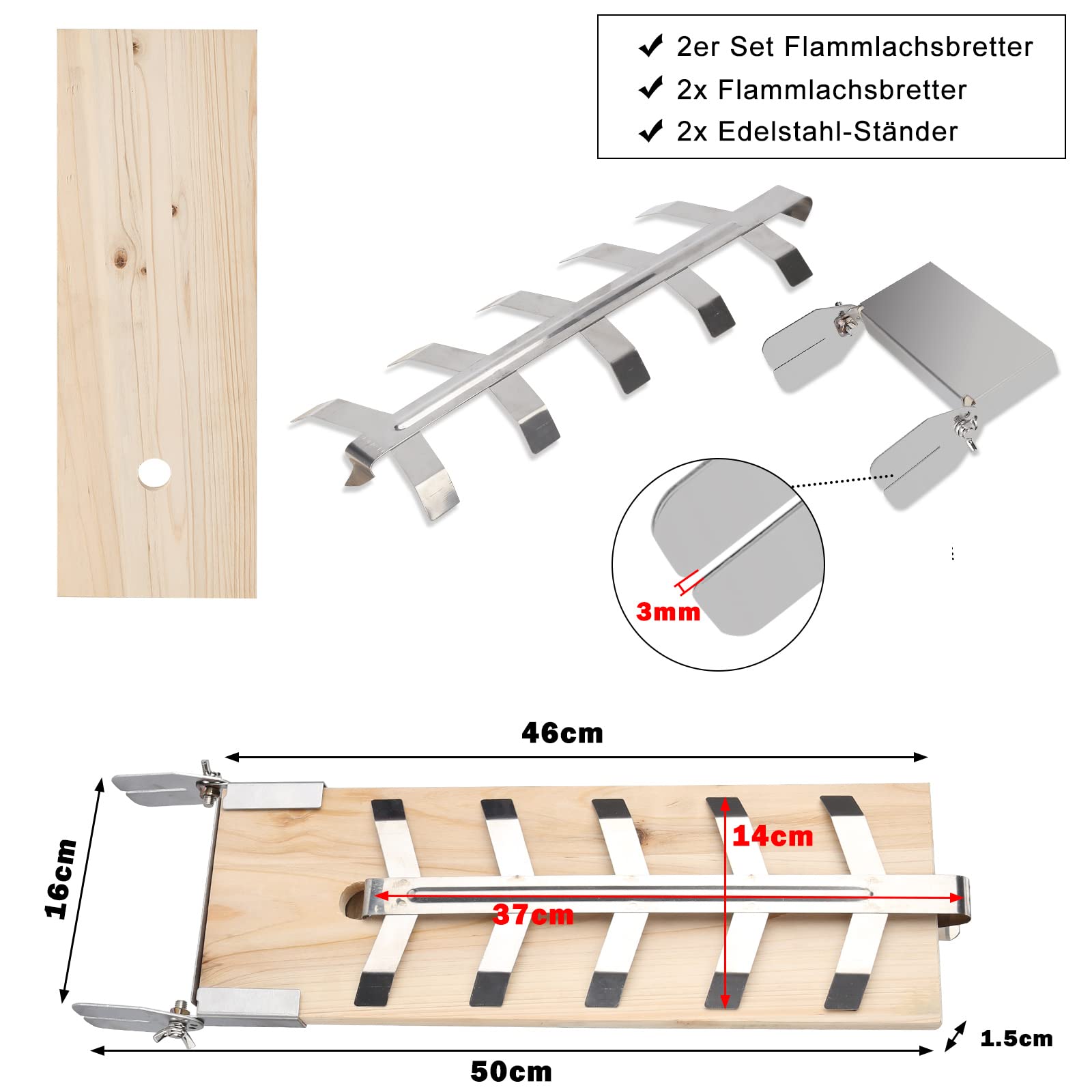 2X flammlachsbretter mit Halterung, Räucherbrett Flammlachsbrett, Zedernholz grillbrett, Zedernholzbrett mit Stabiler Edelstahl-Halterung für Feuerschale & Grill