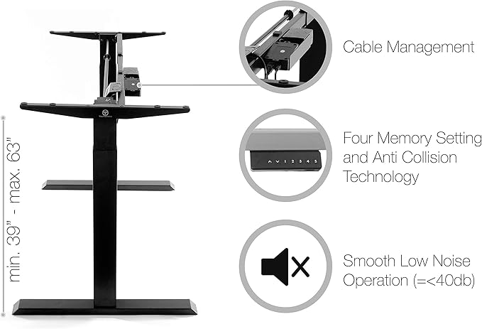 TechOrbits Base Eléctrica para Escritorio de Pie - Negro miniatura 4
