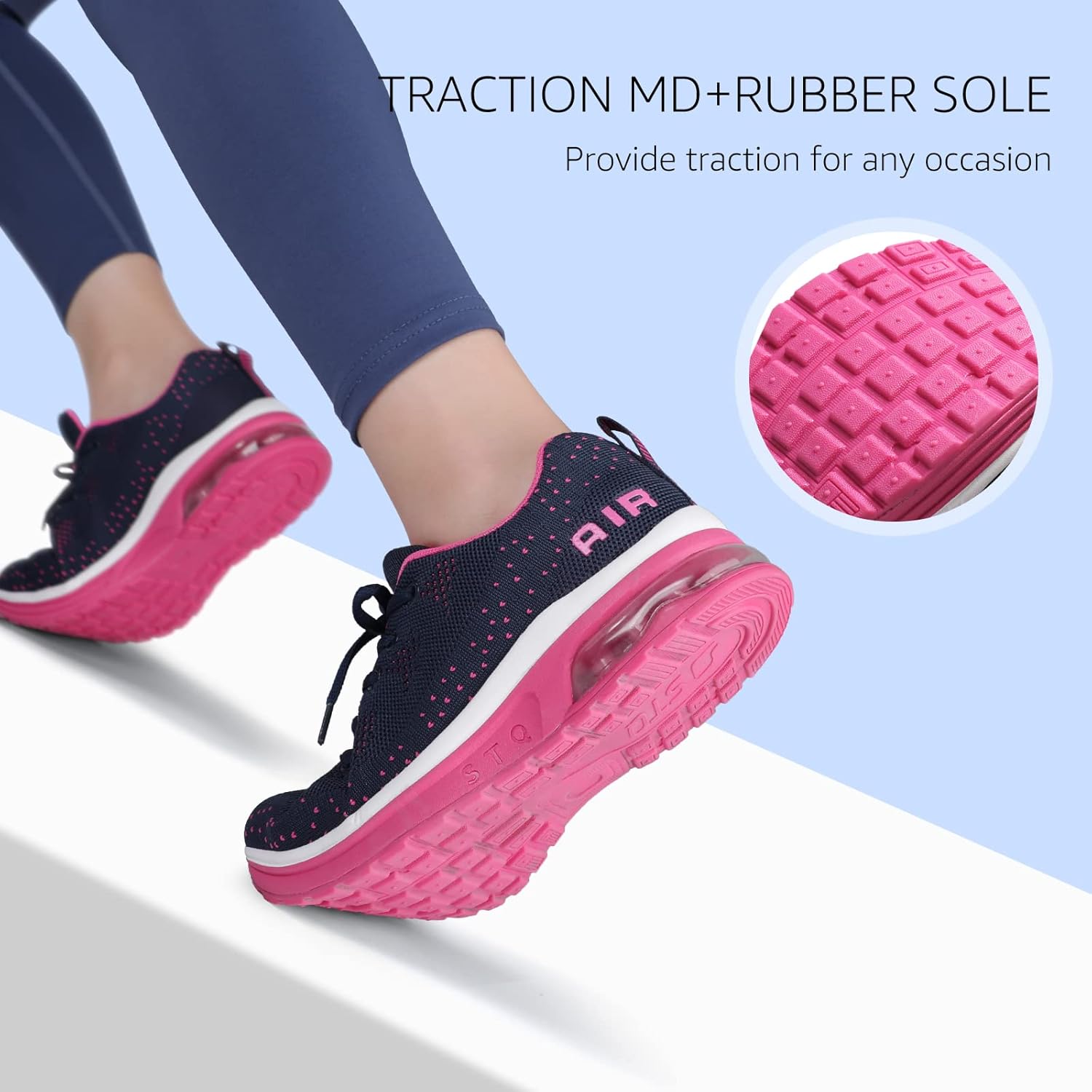 STQ AIR 1.0 Women's Running Shoes Lightweight Tennis Workout Sneakers 9 Navy/Rose