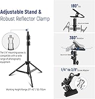 Vista 7 de NEEWER Kit de reflector de luz de 43"/110cm, reflector redondo plegable 5 en 1 (translúcido/plata/oro/blanco/negro), abrazadera de metal y soporte