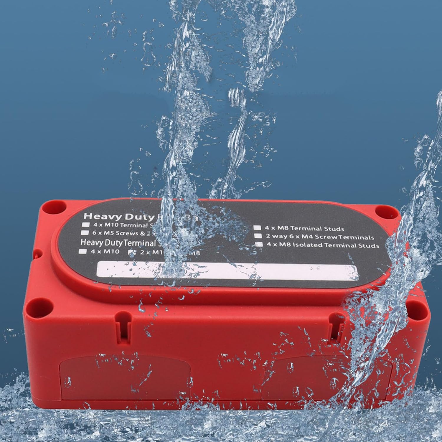 FTVOGUE Bus Bar 48V 150A Power Distribution Block with M8 Studs & Flame Retardant Base, 12 Screw Terminals for Secure Wiring in Automotive Marine RV DC Systems