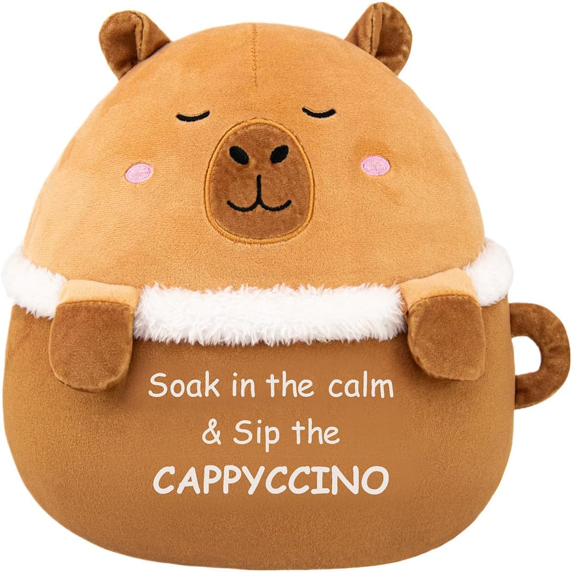 Kingwee Positive Emotional Support Capybara Stuffed Animal, Ultra Soft Stuffed Pillow, Cute Capybara Coffee Cup Plush Toy, Funny Gift for Babies, Girls & Boys, Women, Friends & Coworkers, 10 Inch
