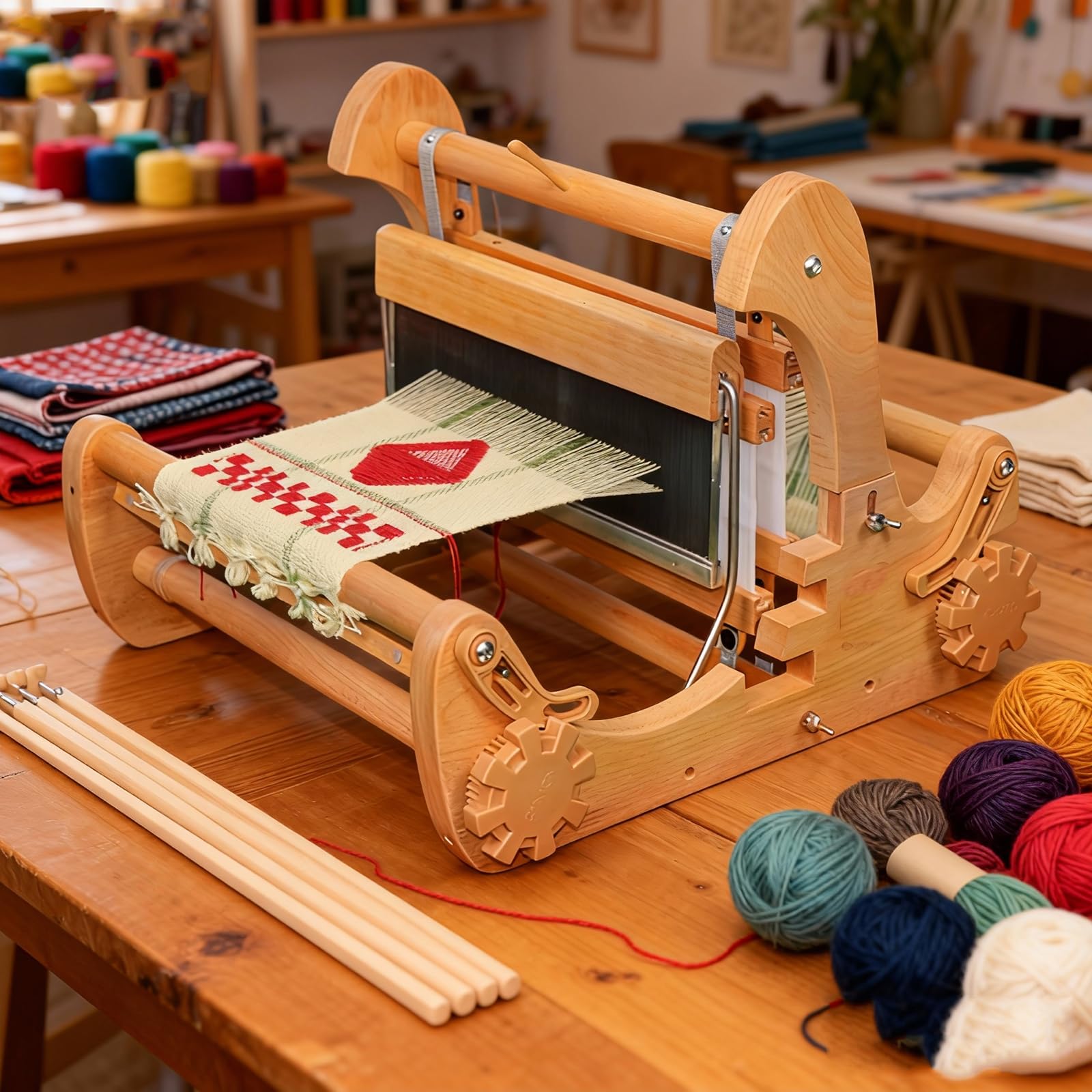 Mini métiers à tisser créatifs pliables en bois avec densité de tissu réglable, aucune installation nécessaire