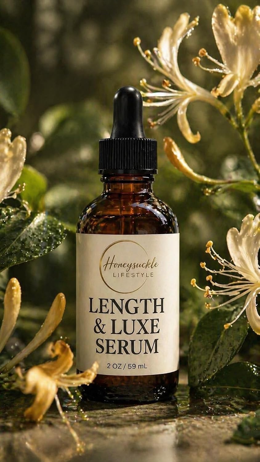 Length & Luxe Serum, Hair Growth Oil, Natural and Textured Hair, 4B & 4C, 2 oz, Castor Oil, Rosehip, Avocado, Peppermint, Rosemary, Lavender