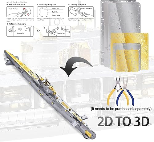 Vista 21 de Piececool Rompecabezas de metal 3D para adultos, kits de modelo de acorazado Richelieu, modelos de buques de guerra militares, kit de construcción