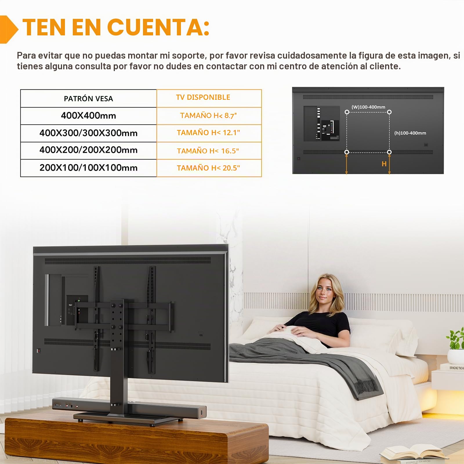 Soporte Universal para TV, Sobremesa Soporte de TV para Pantallas de LCD LED de 27 a 55 Pulgadas, Soporte con Base de Vidrio Templado y Gestión de Cables, VESA 400 x 400 mm