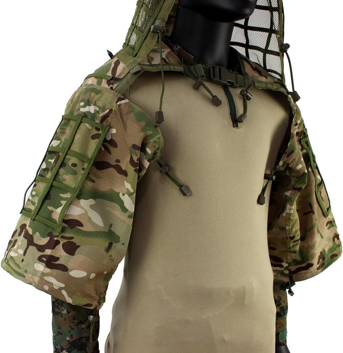 Sniper Ghillie Viper Hood, Tactical Ghillie Suit Foundation for Wargame, Hunting, Airsoft, Sniper Coat