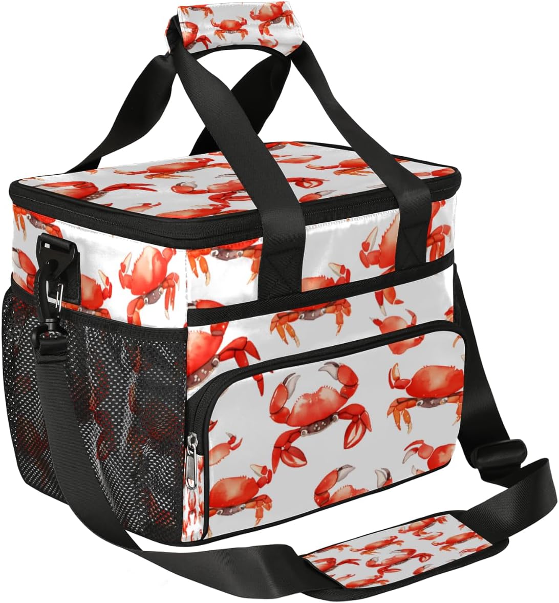 Crabs Insulated Picnic Backpack Lunch Box for Women Men Picnic Basket Tote Lunch Bag Picnic Bag Portable Lunch Bags for Picnic, Beach, Work, Trip,Office, Camp Crab Ocean