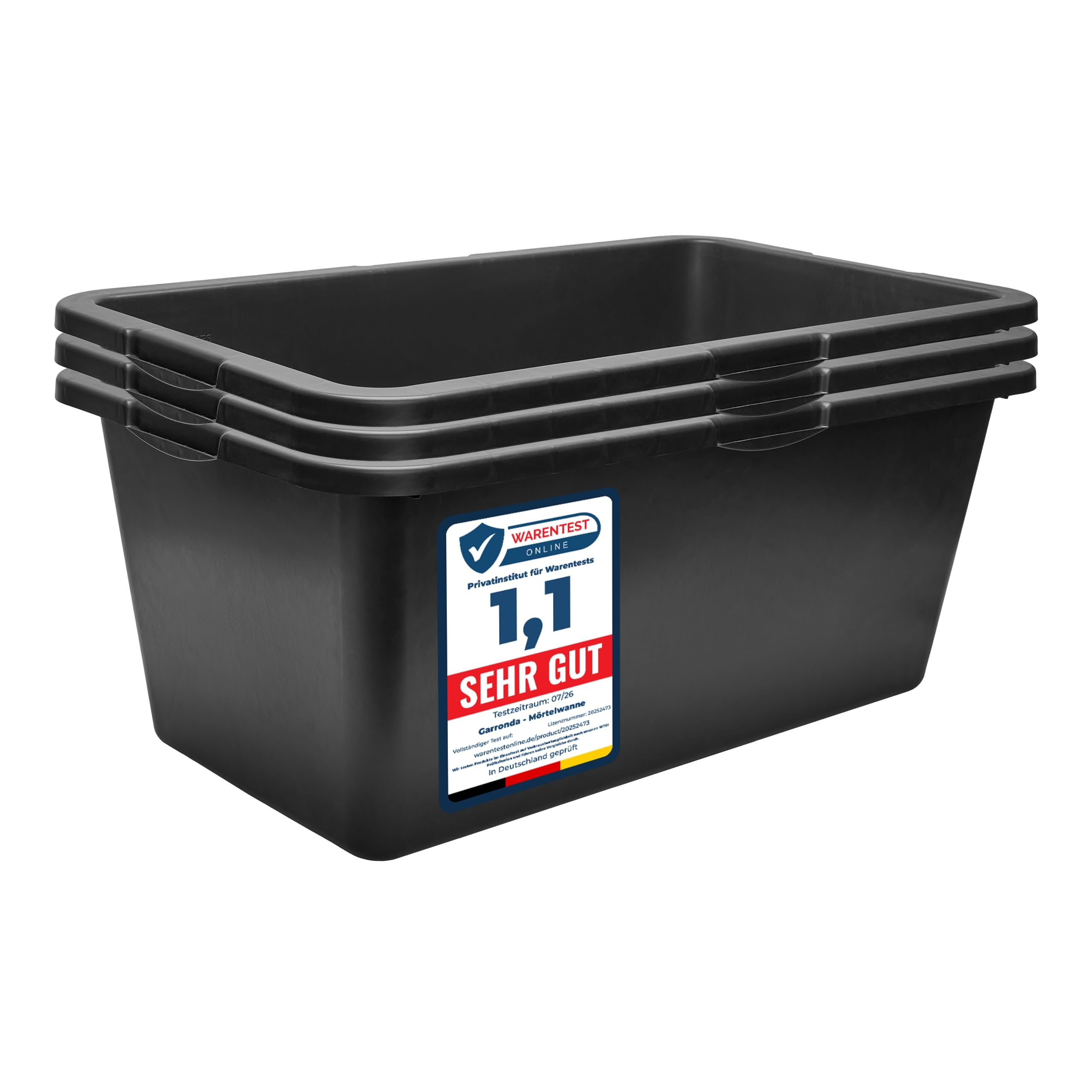 Garronda Mörtelwanne 3 Pack 60 L Mörtelkübel Baueimer Maurerkübel GD-0169