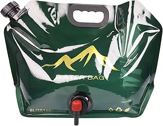 Portable Foldable Water Bag with Spigot, BPA-Free & Durable 8L Large Capacity Water Container for Camping, Hiking, Outdoor Adventures (Green)