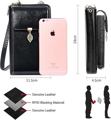 Vista 6 de HUANLANG Pequeñas bolsas cruzadas para teléfono para mujeres, cartera monedero de cuero para teléfono celular Small, Cell Phone