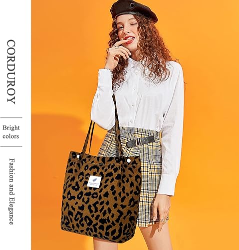 Vista 27 de Tote - Bolsa de hombro reutilizable de pana de gran capacidad con bolsillos interiores para mujeres y niñas Rayas