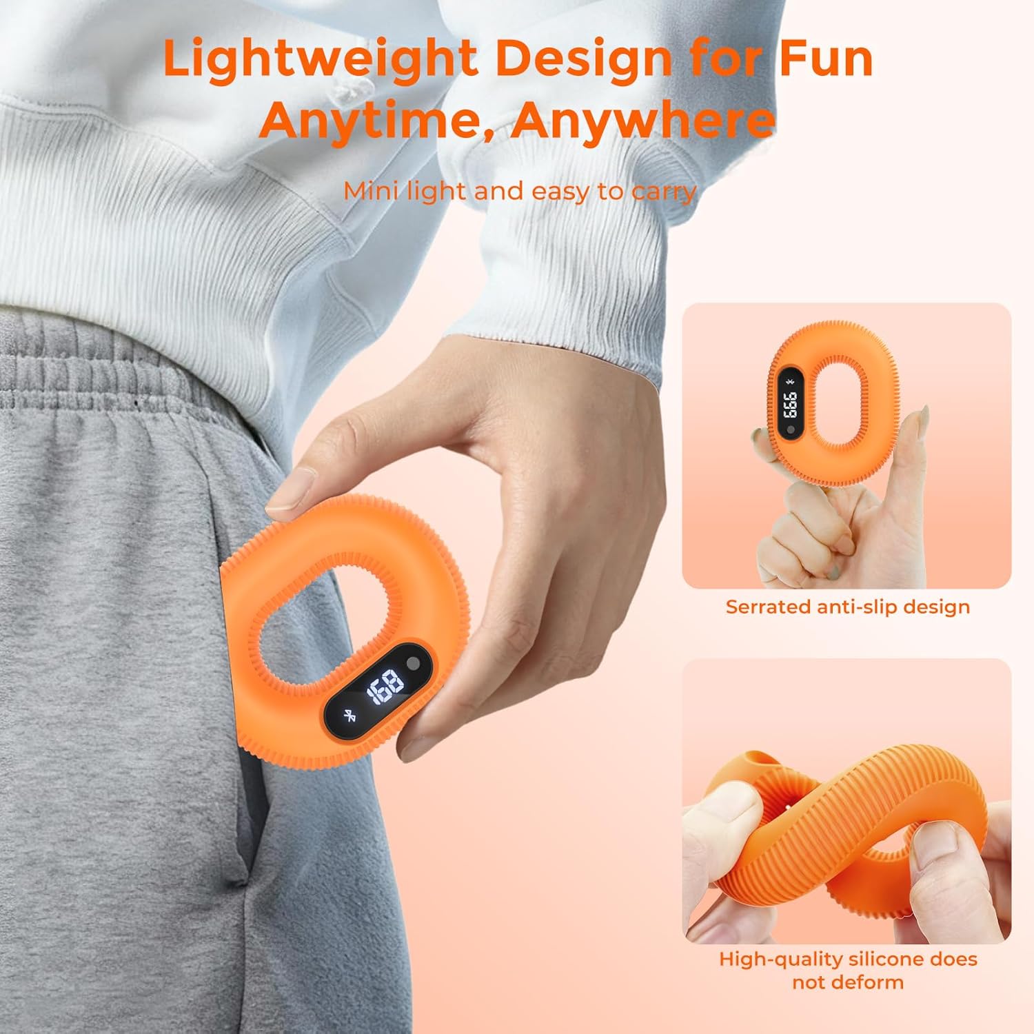Grip Strength Trainer with Smart Bluetooth APP, Countable Hand Extension Exerciser for Muscle Building and Injury Recover, Portable Hand Exerciser at Office, School and Home Use, Silicone