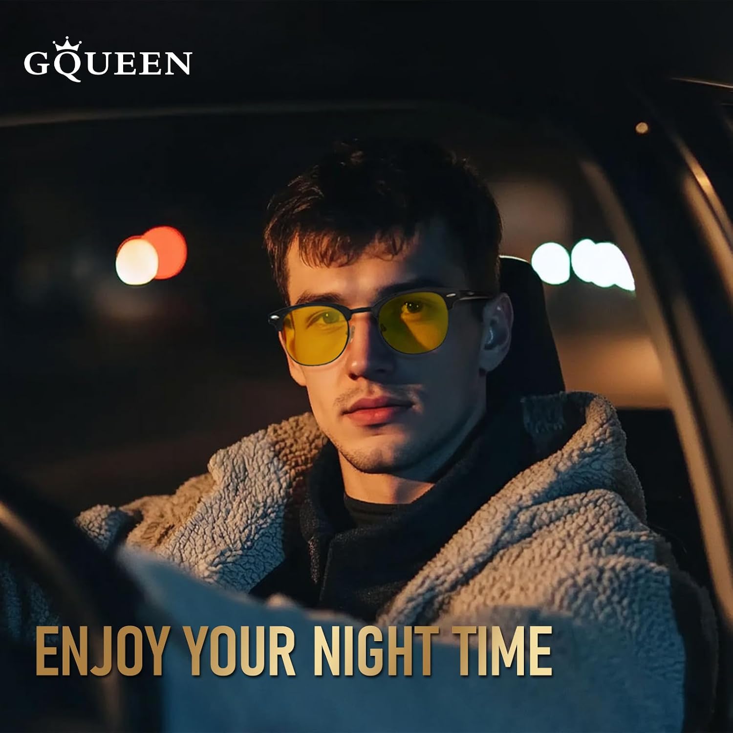 GQUEEN Classic Horn Rimmed Semi Rimless Polarized Sunglasses for Men Women GQO6 thumbnail