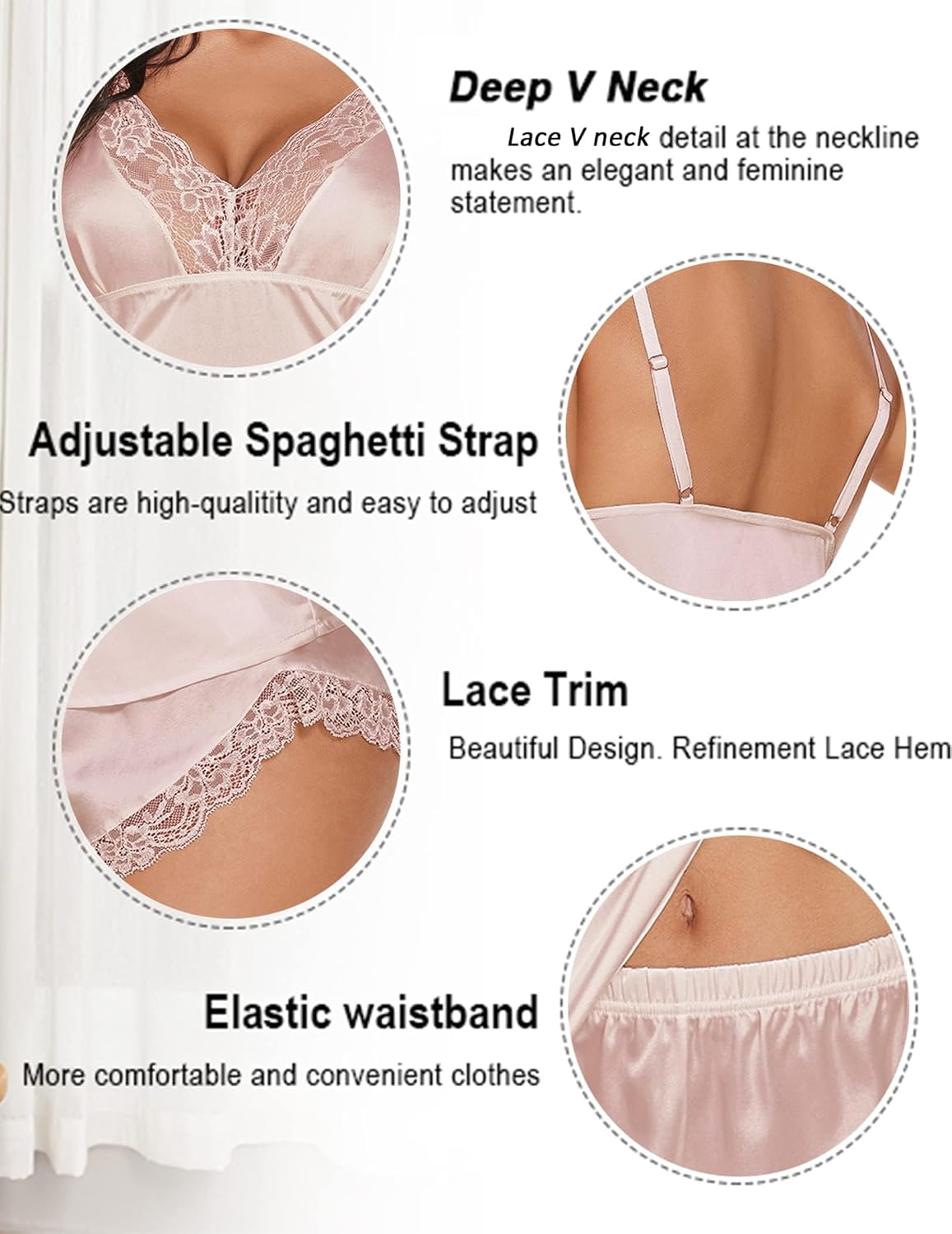 Avidlove Satin Pajamas Set Womens Lace Sleepwear Sexy Lingerie Cami Shorts Set S-XXL - Image 3