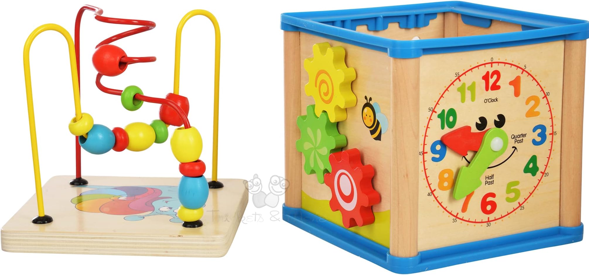 Activity Centre Play Cube Learning House (5-In-1) Bead Maze Smiling Clock Shape Sorting Mechanical Gears Routing Insects Early Educational Kids 1-4 Years,Multicolor
