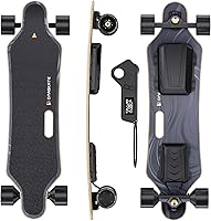 Vista 1 de V20 - Monopatín eléctrico con control remoto, velocidad máxima de 28 mph, rango de 22 millas, motor de eje de 1000 W, monopatín de tabla larga