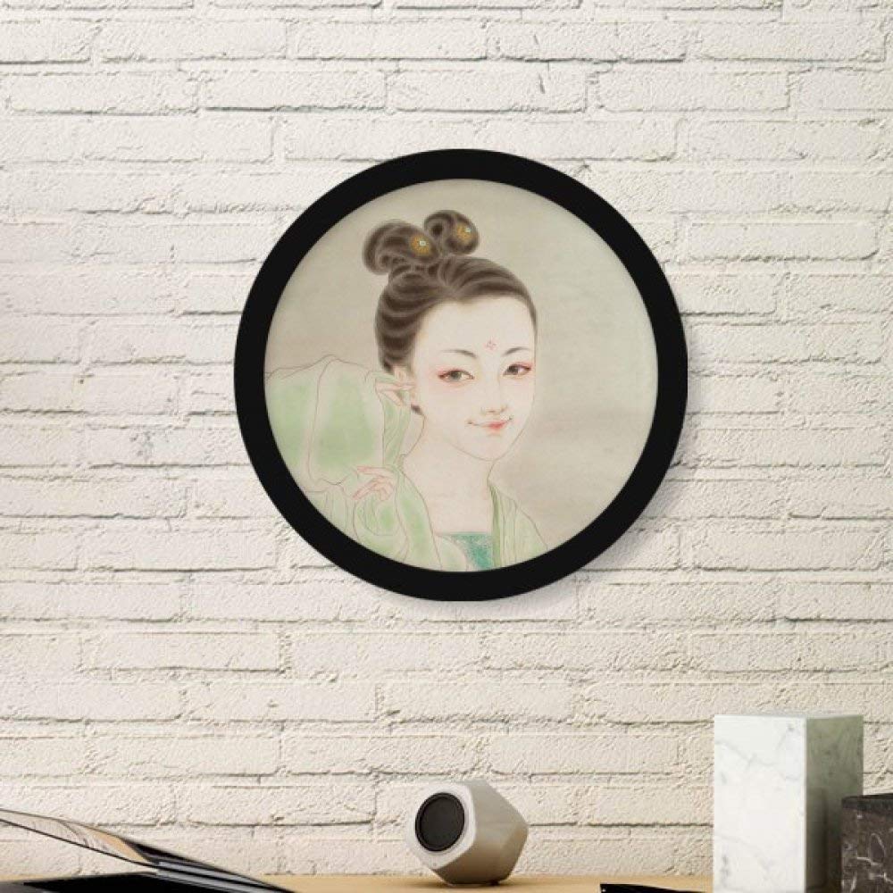 Beauté chinoise peinture ronde cadre photo vert traditionnel moyen pour sticker mural