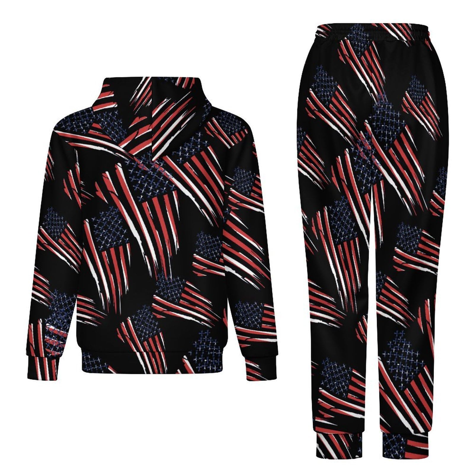Vintage Meccanico US Flag Tute per gli Uomini Manica Lunga Felpa Con Cappuccio E Pantaloni Della Tuta Joggers Set Moda Tute