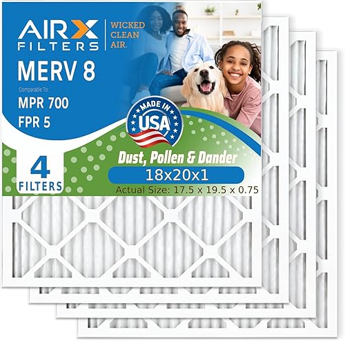 AIRX FILTERS WICKED CLEAN AIR. Filtro de aire 18x20x1 MERV 8 electrostático plisado filtro de aire acondicionado paquete de 4 filtros de horno HVAC