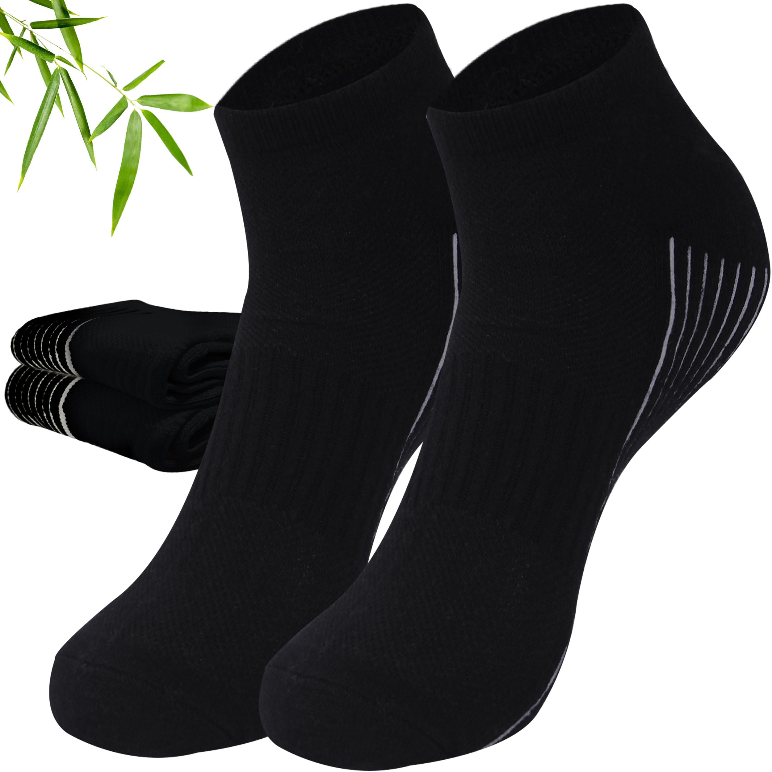 3 Pairs Viscose Bamboo Socks, Unisex Cushioned Comfortable Ankle Workout Hiking Golf Socks