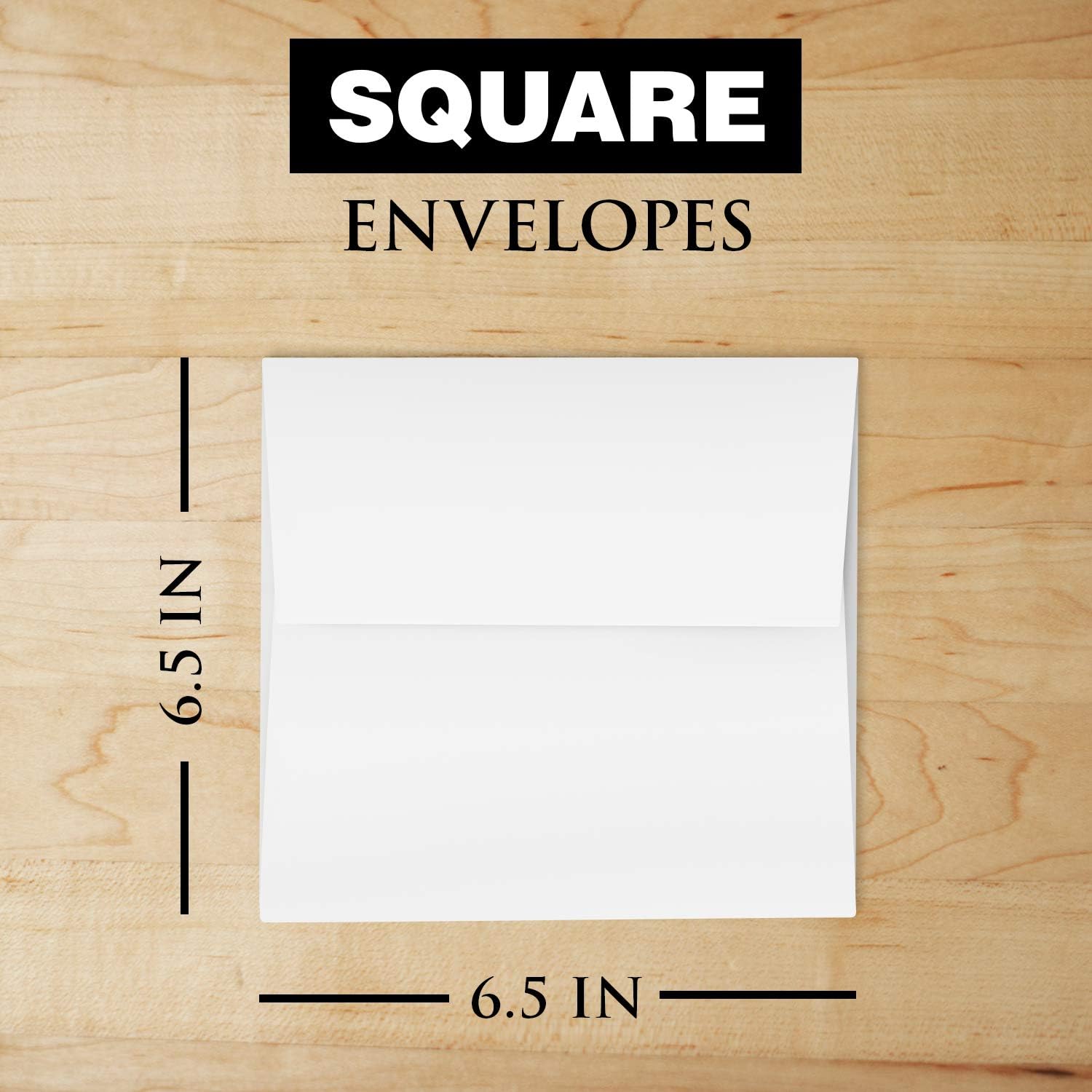 6.5 x 6.5” Square White Envelopes – Perfect for Enclosing Holiday Greeting, Party and Invitation Cards | Made from Durable 70Lb White Wove Paper | 50 per Pack