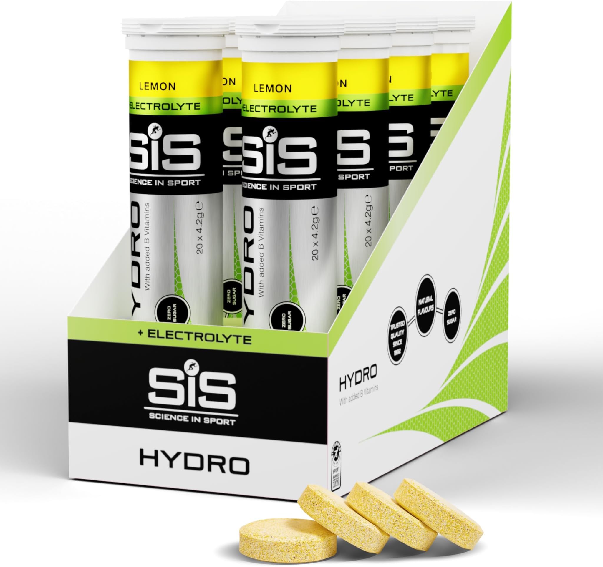Science In Sport Hydro Electrolyte Tablets | Sugar Free Hydration Tablets | Essential Electrolytes to Reduce Fatigue & Aid Rehydration | Gluten Free | Lemon Flavour | 160 Servings | 8 Pack