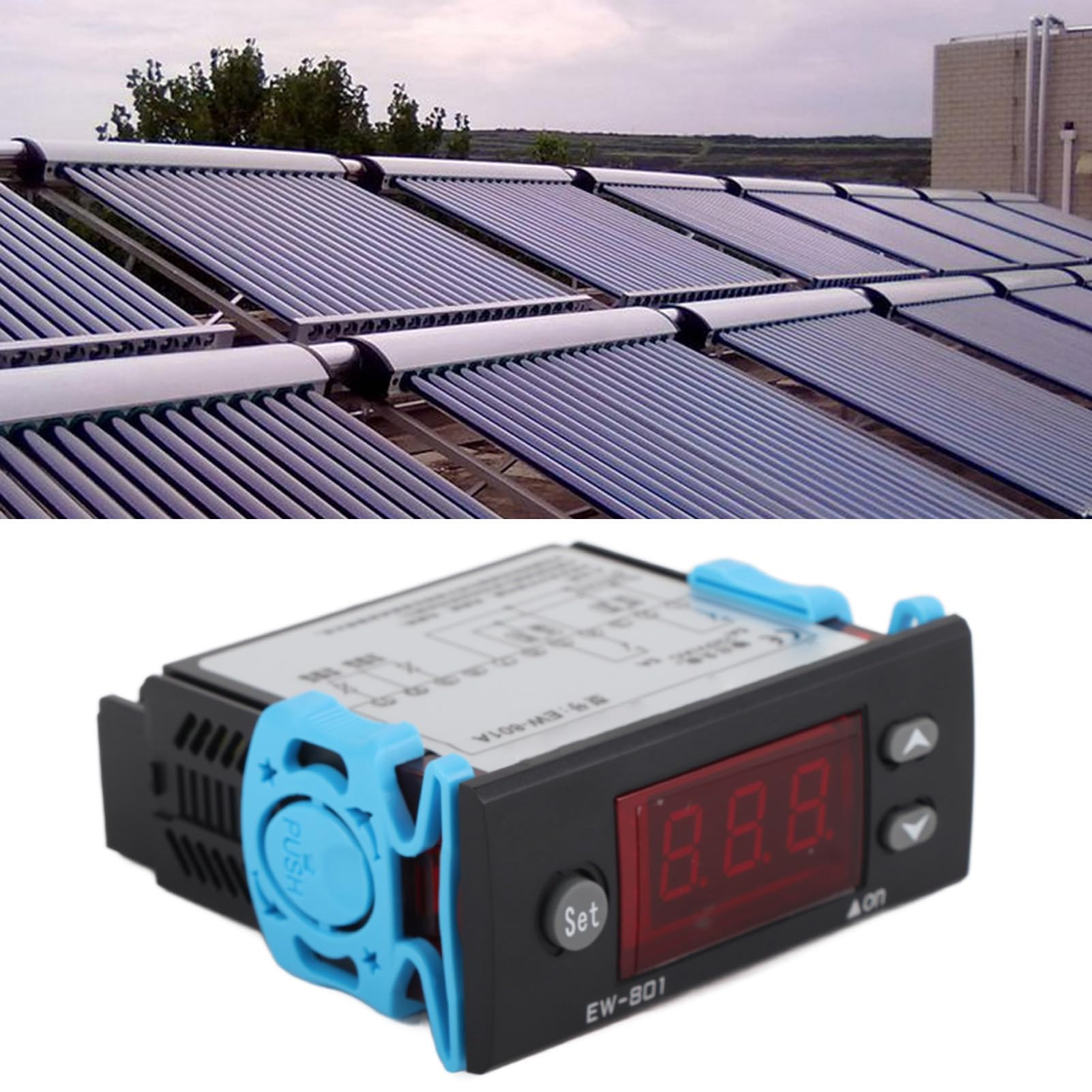 Regolatore di temperatura per scaldabagno solare con sensore a doppio canale, termostato con display digitale per riscaldamento elettrico con pompa (intervallo 2℃-99℃)