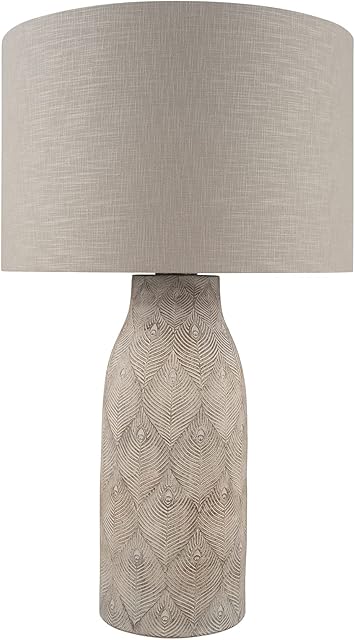 Pacific Lifestyle Palawan Matt Grey Feather Stoneware Table Lamp