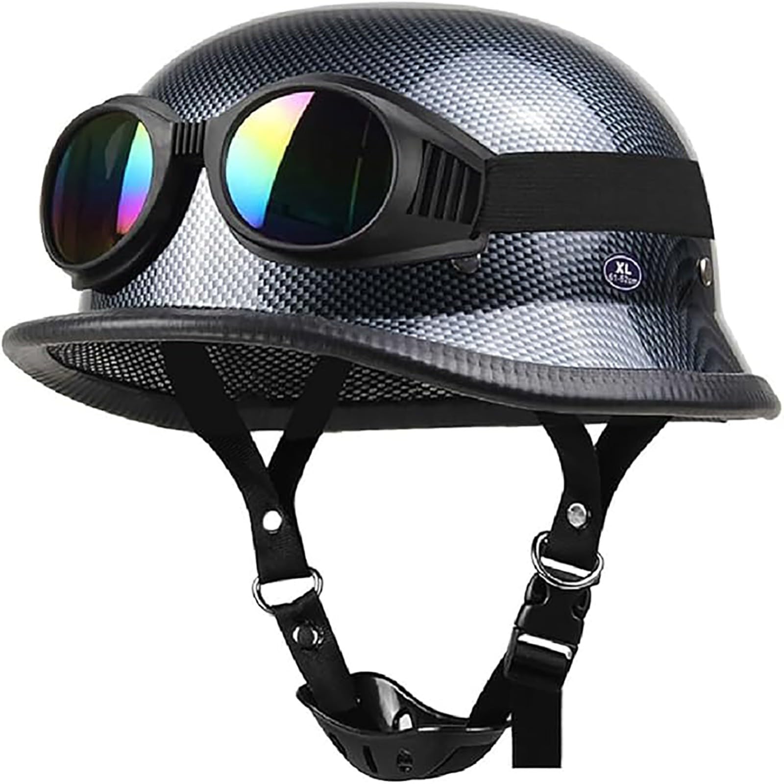 Retro German Style Open Face Beanie DOT Approved Baseball Cap,Low Profile Motorcycle Vintage Moped Scooter Motorbike Bicycle Skull Cap Hel-Mets for Adult Men Women — view 11