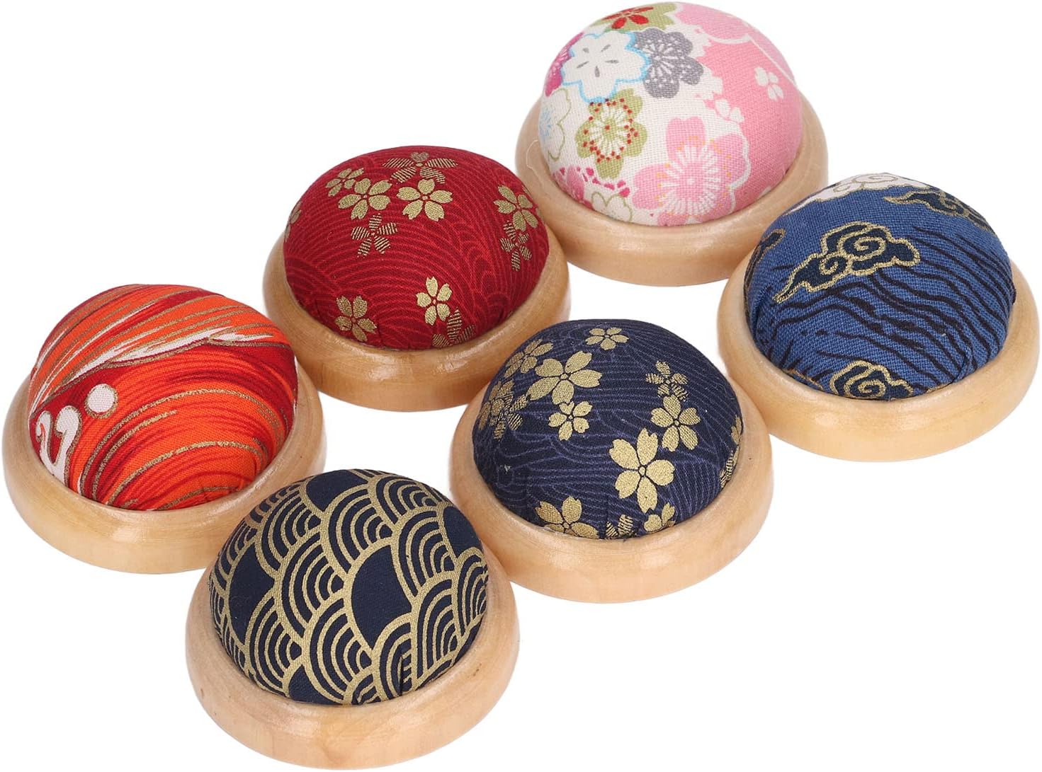 generic 6Pcs Pin Cushion Wooden Base Needle Holder Collector Sewing Accessory for Household