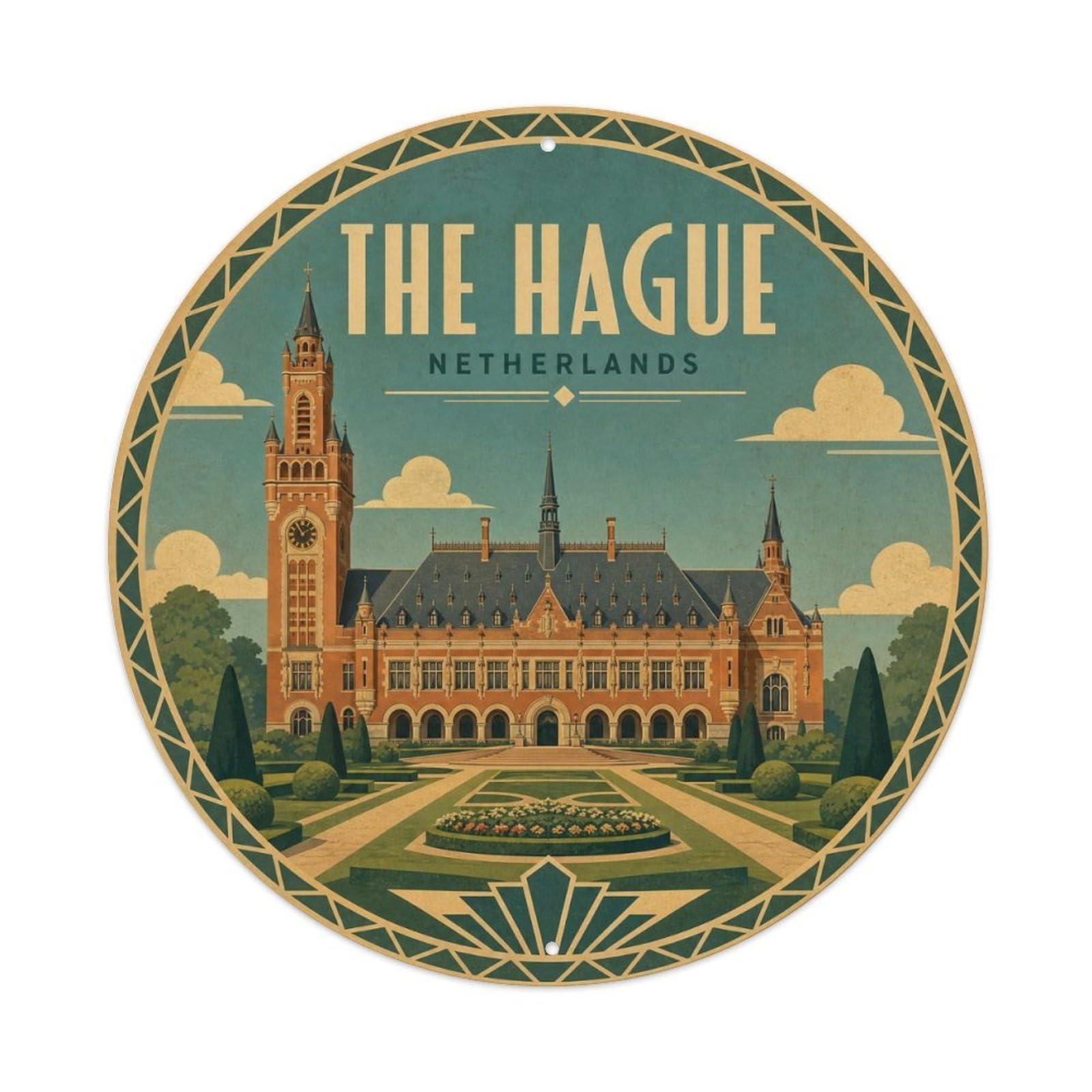 Travel Vintage Netherlands The Hague Vintage Metal Tin Sign Plaque Wall Decor for Cafe, Club Bar, Office, Garden Metal Poster 8x8Inch