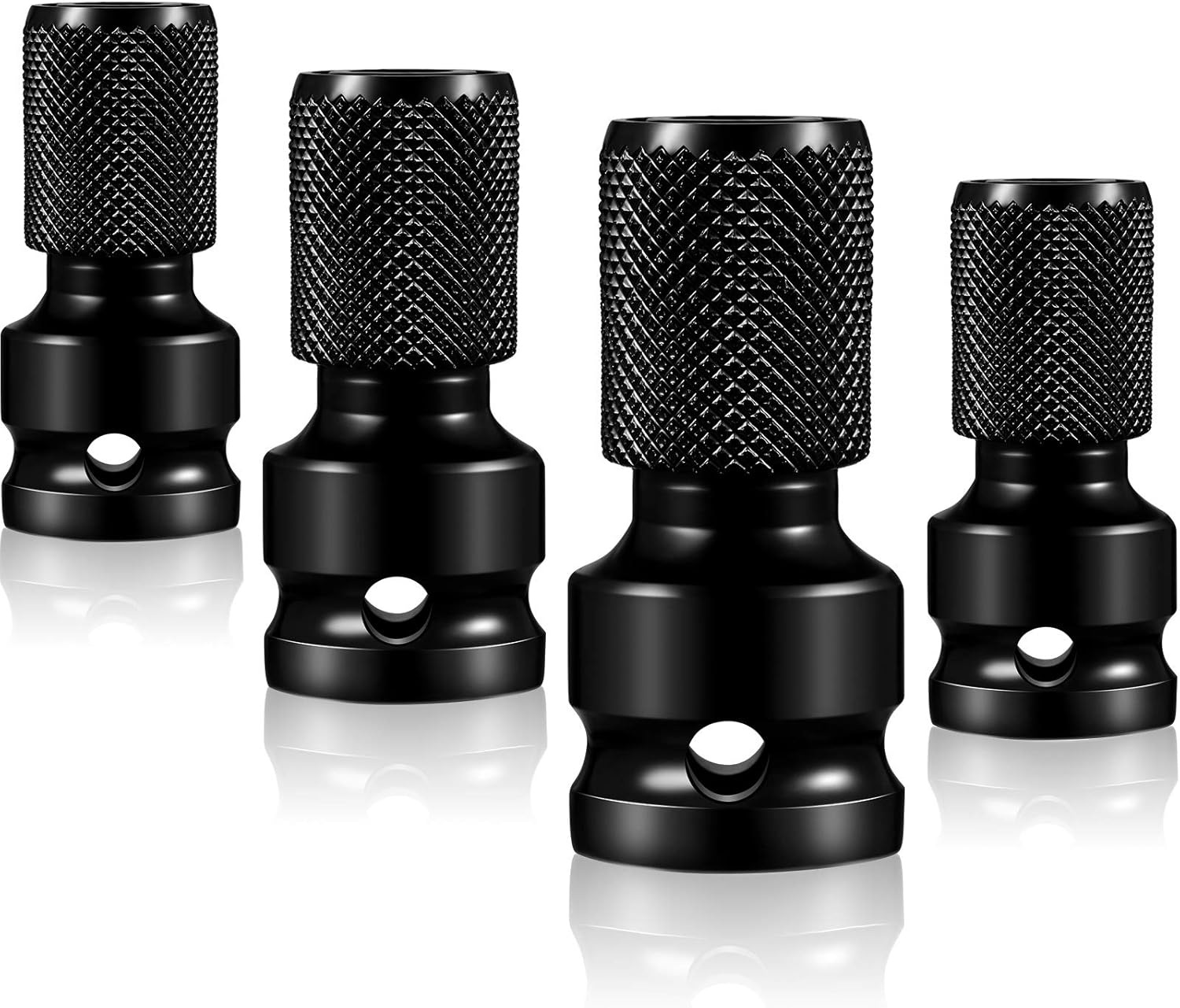 4 Pieces 1/2 Inches Square to 1/4 Inches impact adapter hex adapter Female Socket with Aprons and Sockets, Socket Extension Kit Accessories for Pneumatic and Electric Wrenches