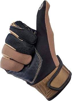 Biltwell | Baja | Motorcycle Gloves | CE Certified | Abrasion Resistance | Breathable Fabric | Leather Protection | Hard Knuckle Gaurds | Open Cuff