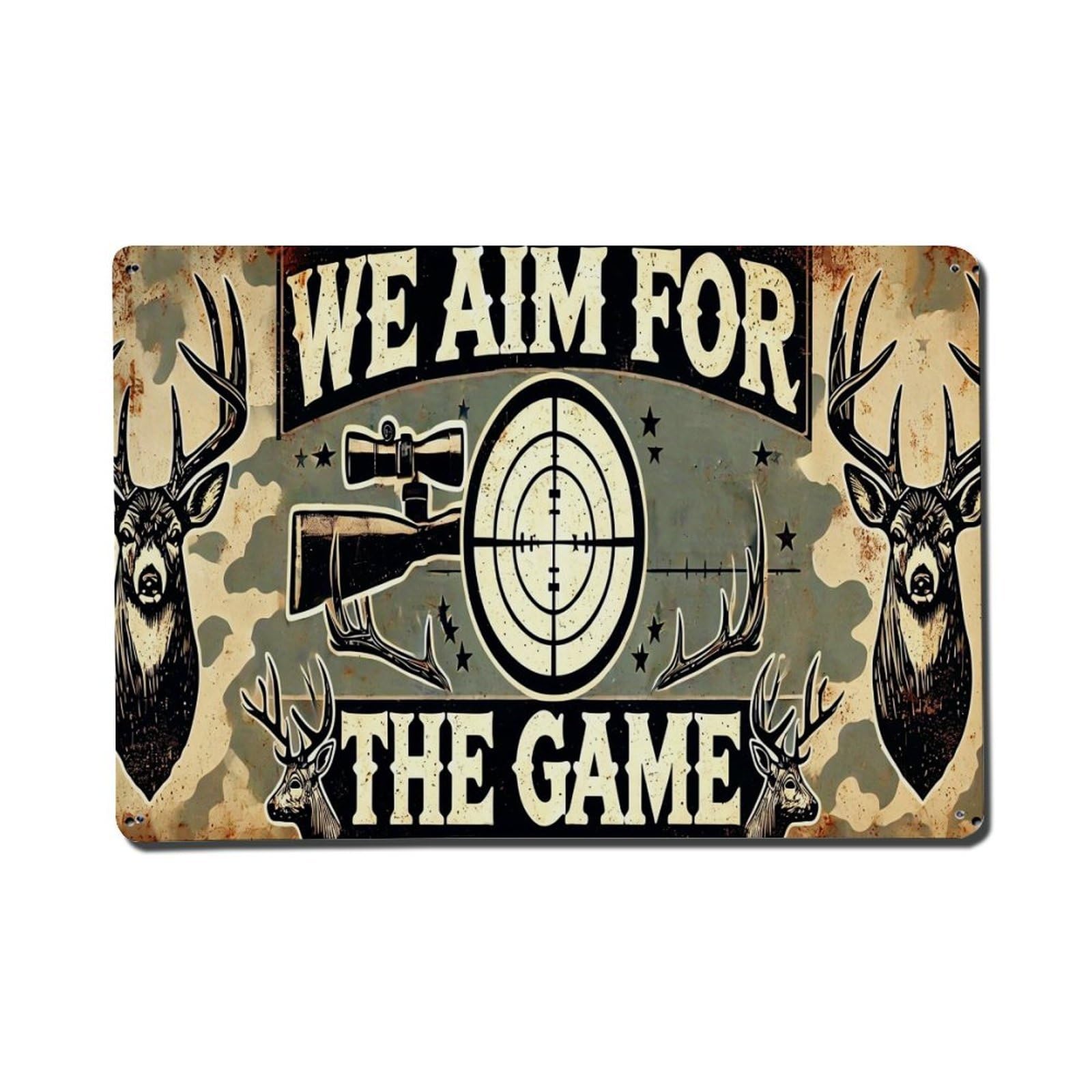We Aim For The Game Vintage Tin Sign Retro Metal Wall Decor Metal Poster, Home Bar Garage Farmhouse Cafe Wall Art Decoration 8x12Inches