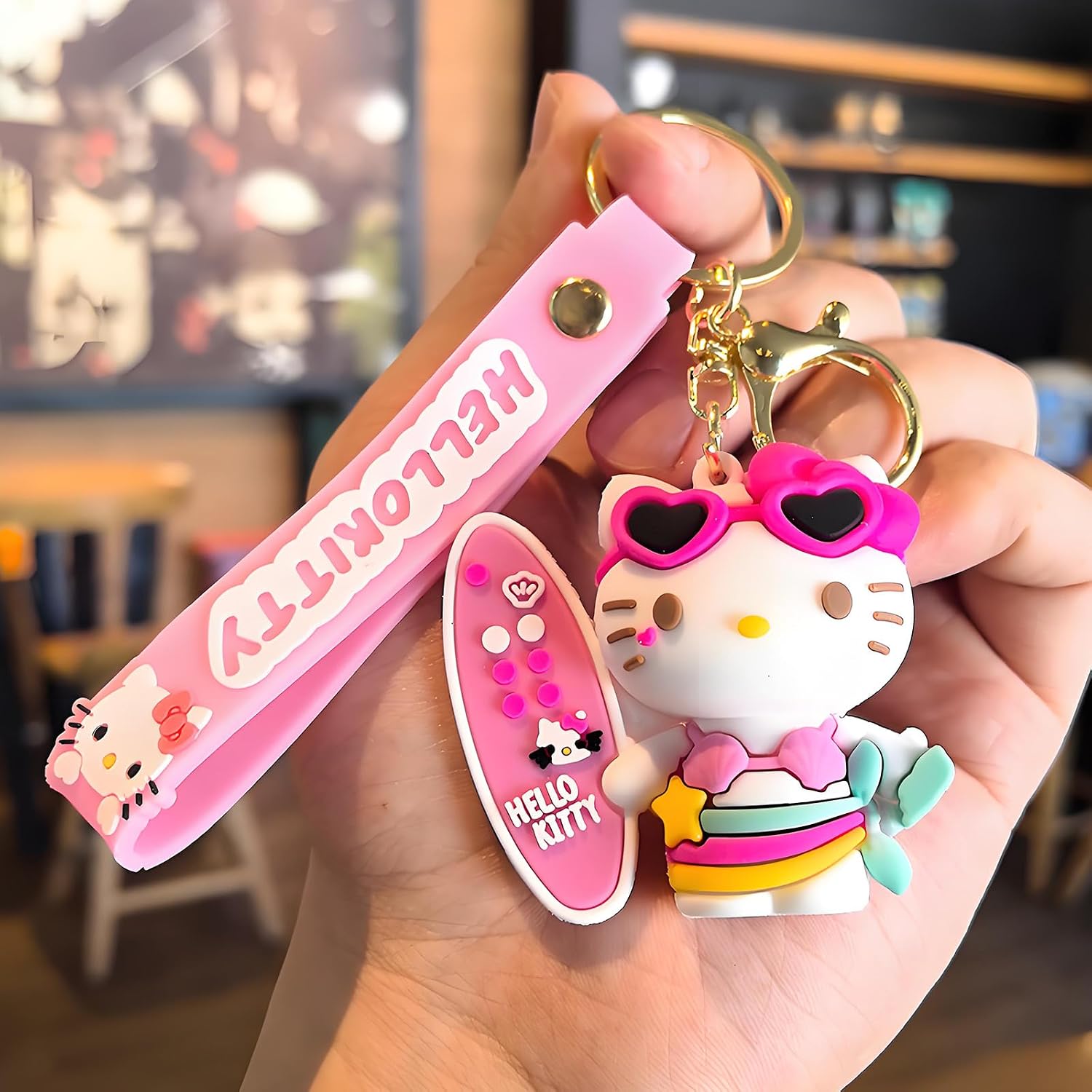 NBHUZEHUA Cute Anime Keychains Wristlet for kids Girls Women Car Keys Wallet Purse Bag Backpack Charm Wrist Key Chain