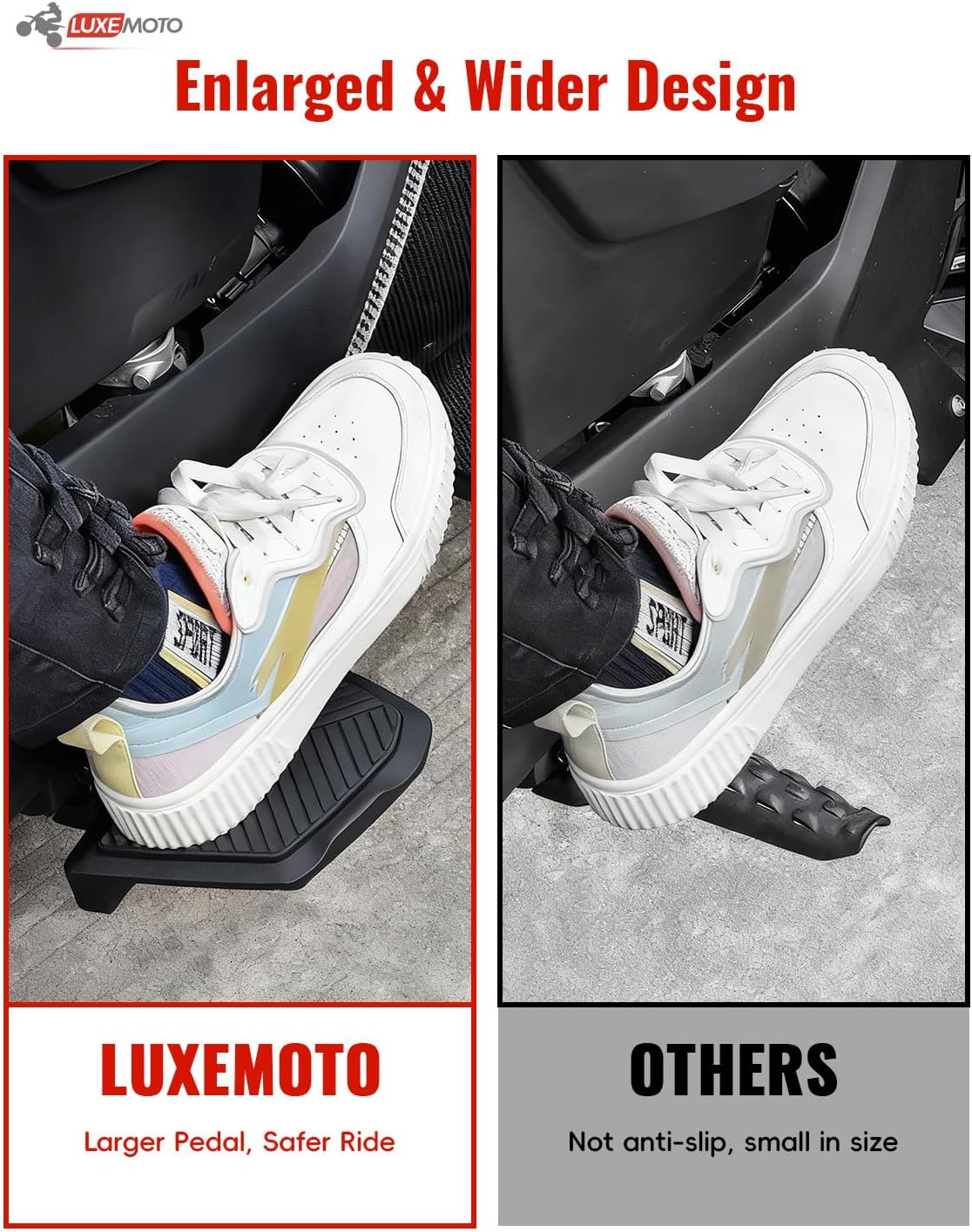 Wider Larger Brake Pedal for Can Am Ryker, 2PCS Pedal Extended Foot Rest Brake Peg Pedal Broaden Driver Board Footboards for Can-Am Ryker 900 600 Sport & Ryker Rally Edition All Models Accessories