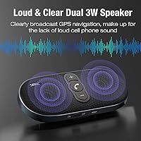 Vista 2 de Altavoz de teléfono manos libres para automóvil: kit de altavoz Bluetooth en el automóvil para llamadas manos libres - Altavoces duales de 3 W