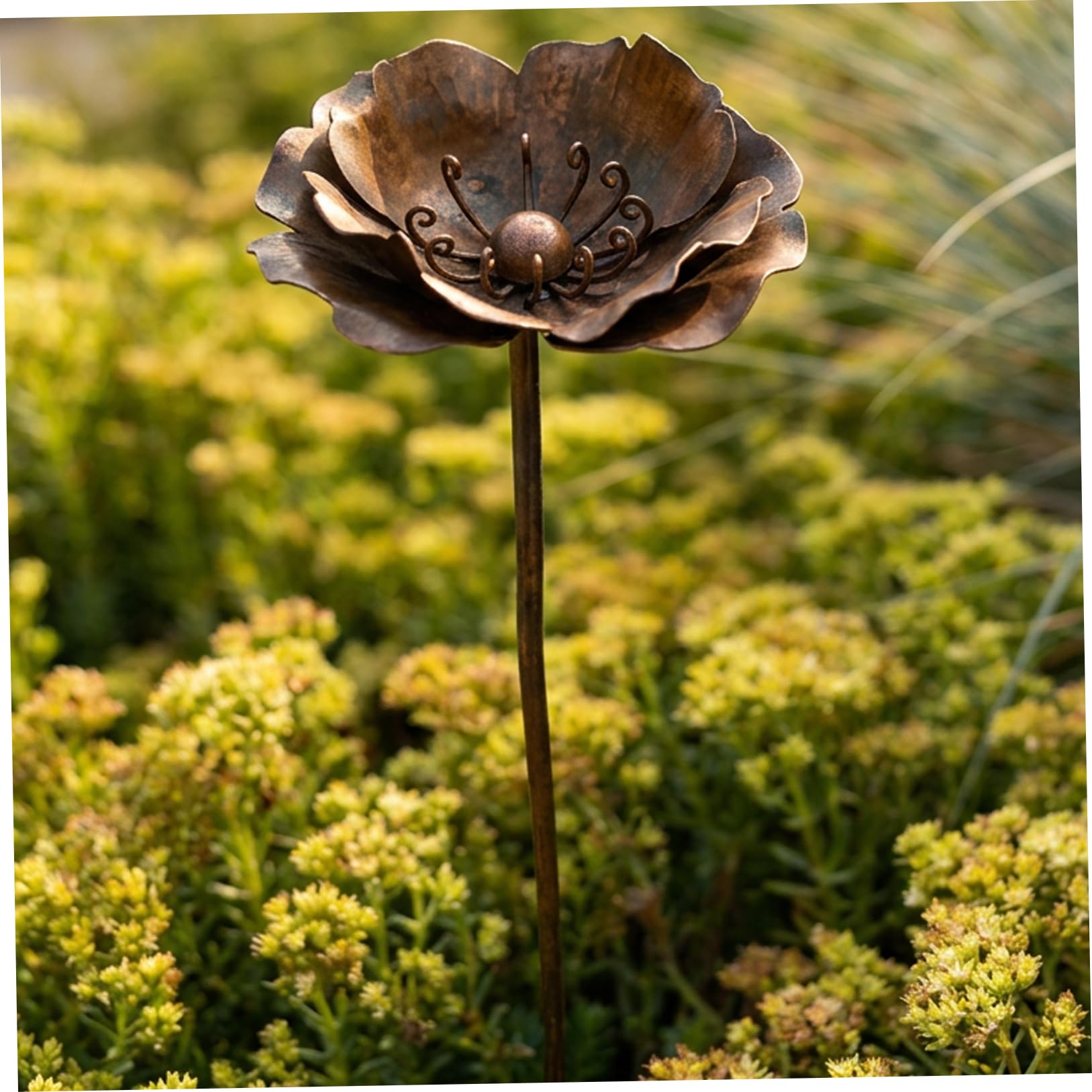 Bonalake Rustic Finish Metal Flowers for Outside, Vintage Iron with Realistic Details, Decorative Garden Stakes for Yard Patio Decor Metal Yard Art
