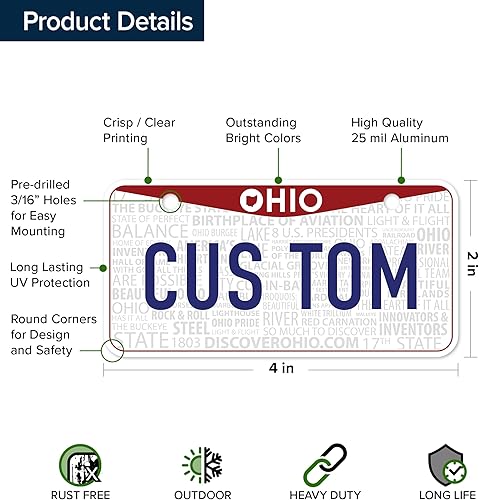 Miniatura 7 de Mini matrícula, placas personalizadas, personalizadas para automóvil, bicicletas, cuatrimoto, automóvil de niños, carrito de golf, Jeep, 2 x 4