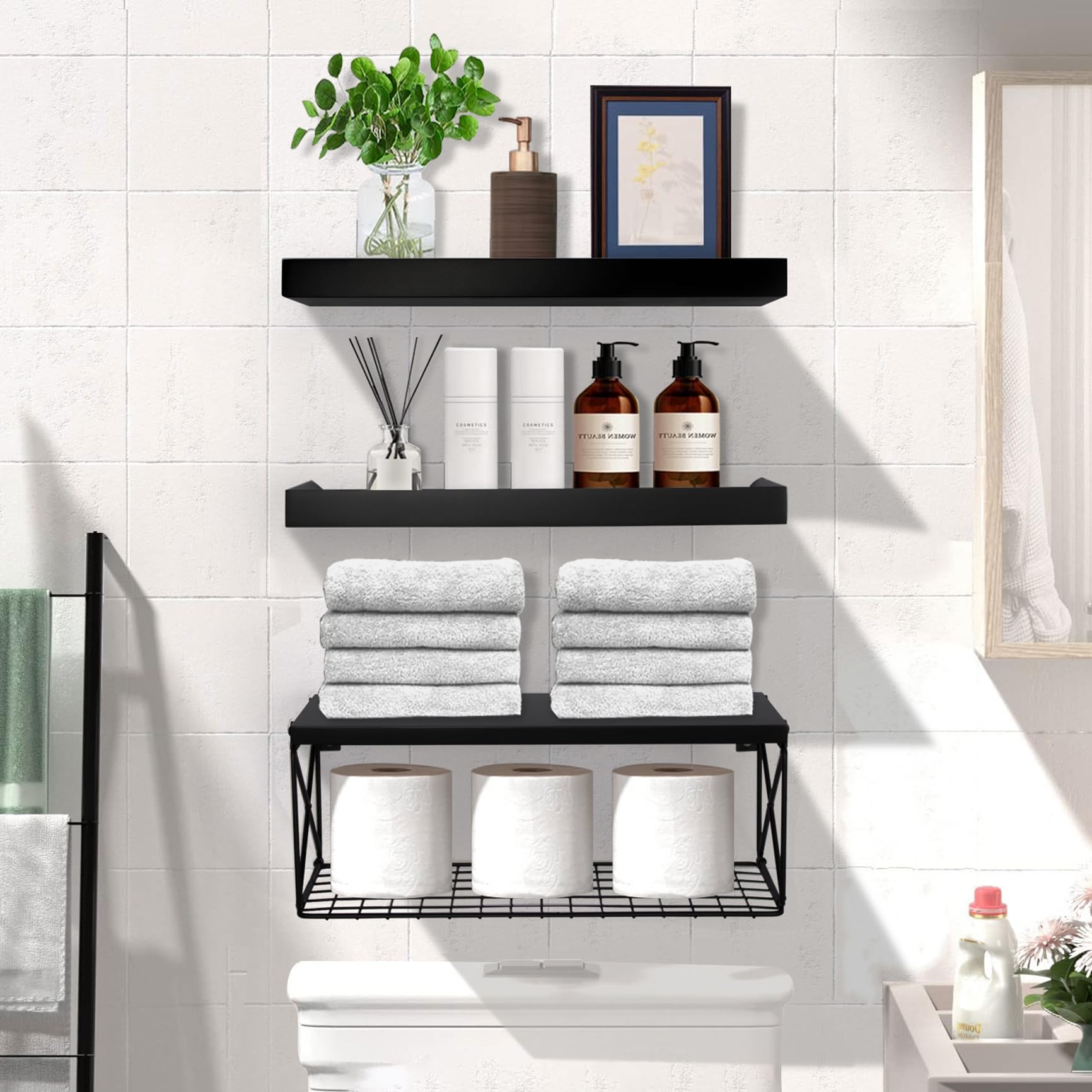 Homaterial Floating Shelves Wall Mounted Set Of 3 Bathroom Shelves |  Desertcart Seychelles, image size:1732x1732