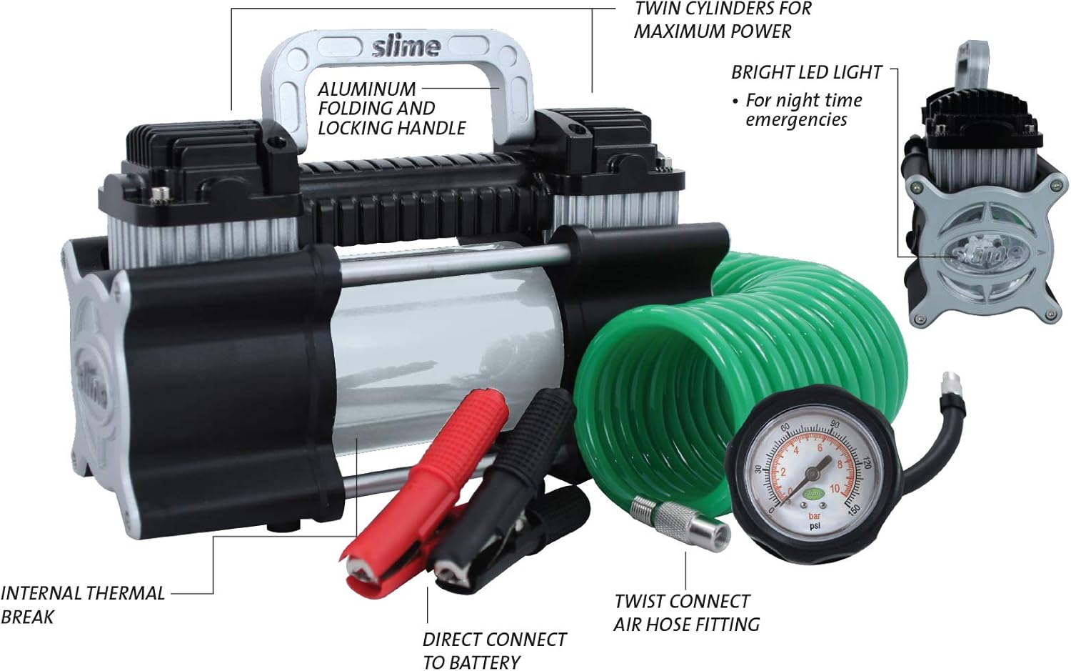 Slime 40026 2X Heavy Duty Direct Drive Tire Inflator : Automotive