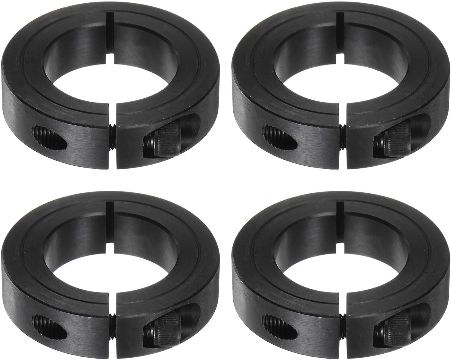 HARFINGTON 4pcs Shaft Collar 1-1/4" Bore 2-1/16" OD 1/2" Width Black Oxide Plating Single Split Axle Clamp-On Collar with Set Screw