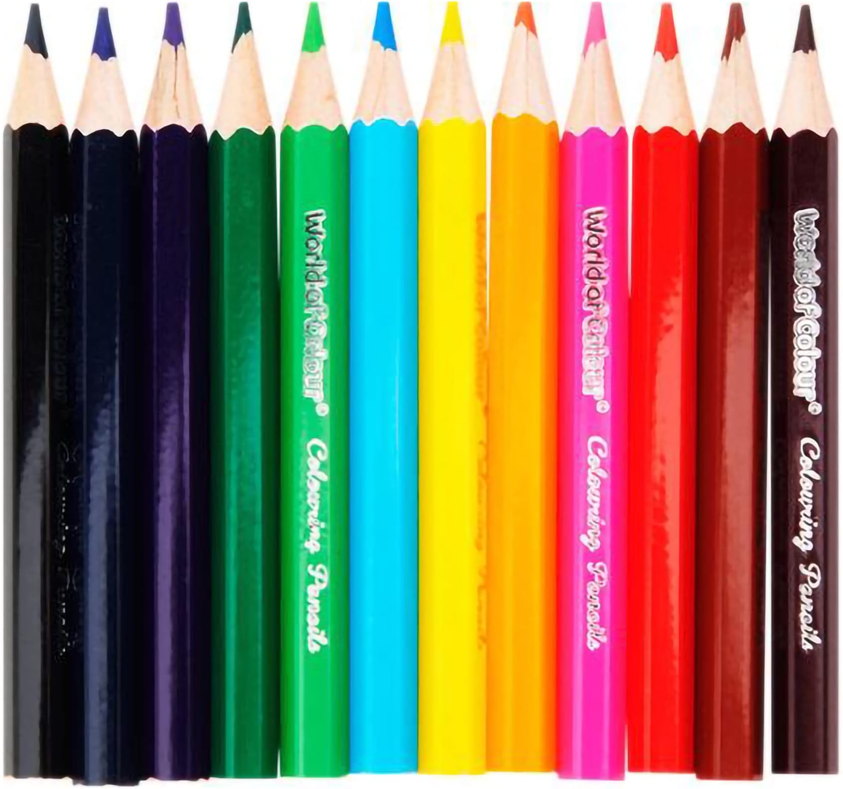 Premier Stationery World of Colour Mini Colouring Pencils. Washable. Non-toxic. Pack of 12 assorted colours.