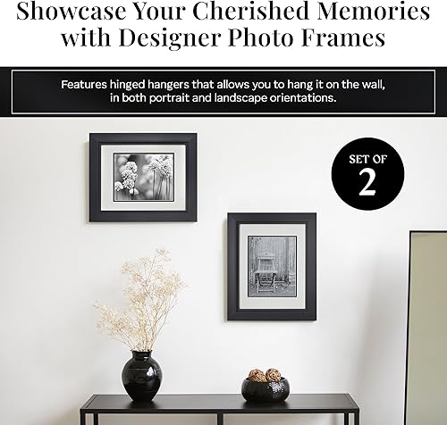Miniatura 7 de Old Town Portarretratos de diseño, marco de fotos de 11 x 14 pulgadas, paquete de 2 con parte trasera de terciopelo de lujo y tapete extraíble de 8