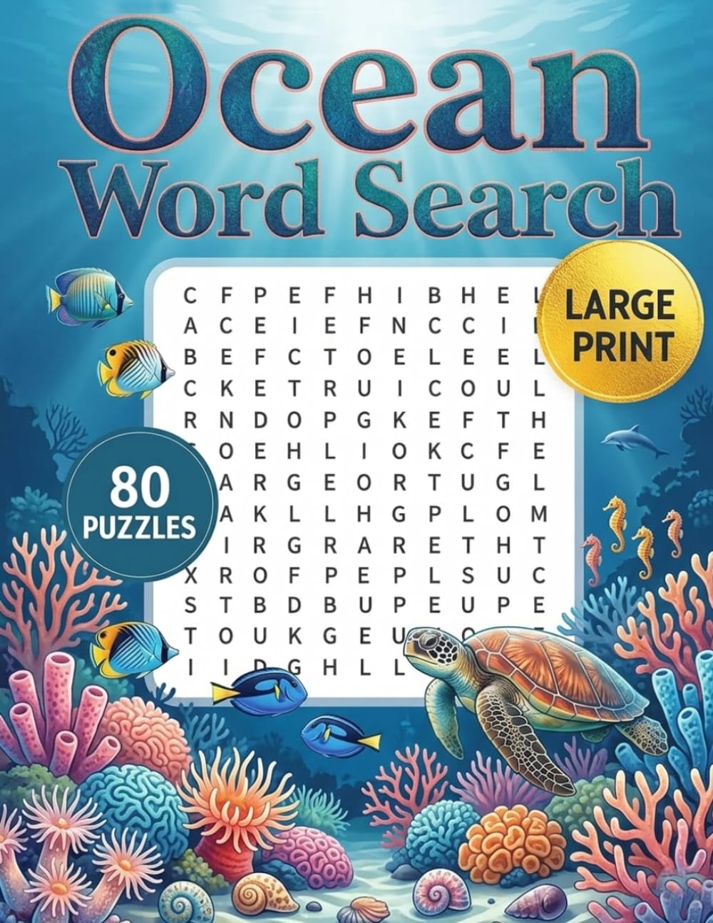 Ocean word search: 80 Themed Puzzles for Adults and Seniors | Large Print Edition (Parole Intrecciate)