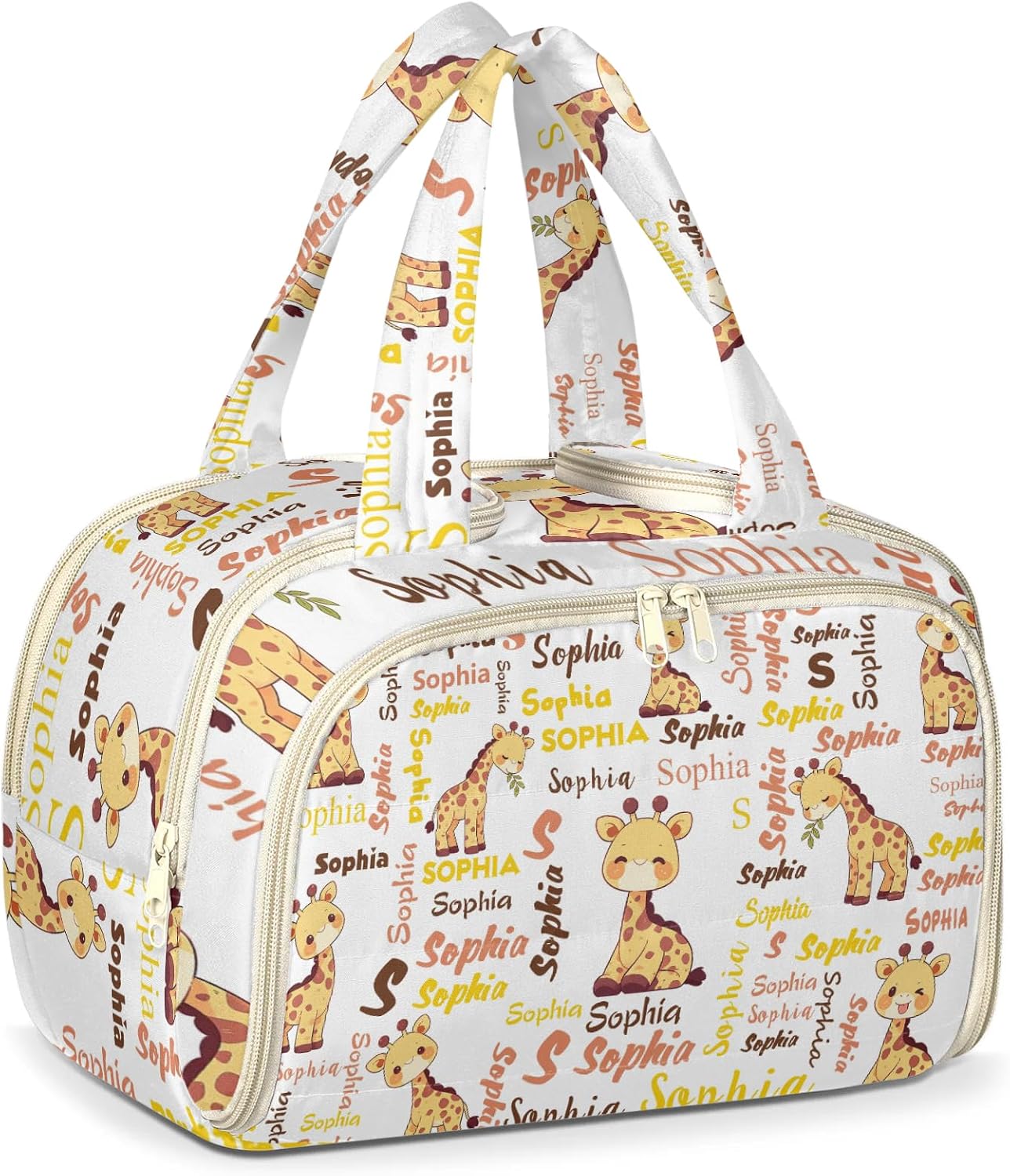 Custom Giraffe Puffy Toiletry Bag, Animals Makeup Organizer