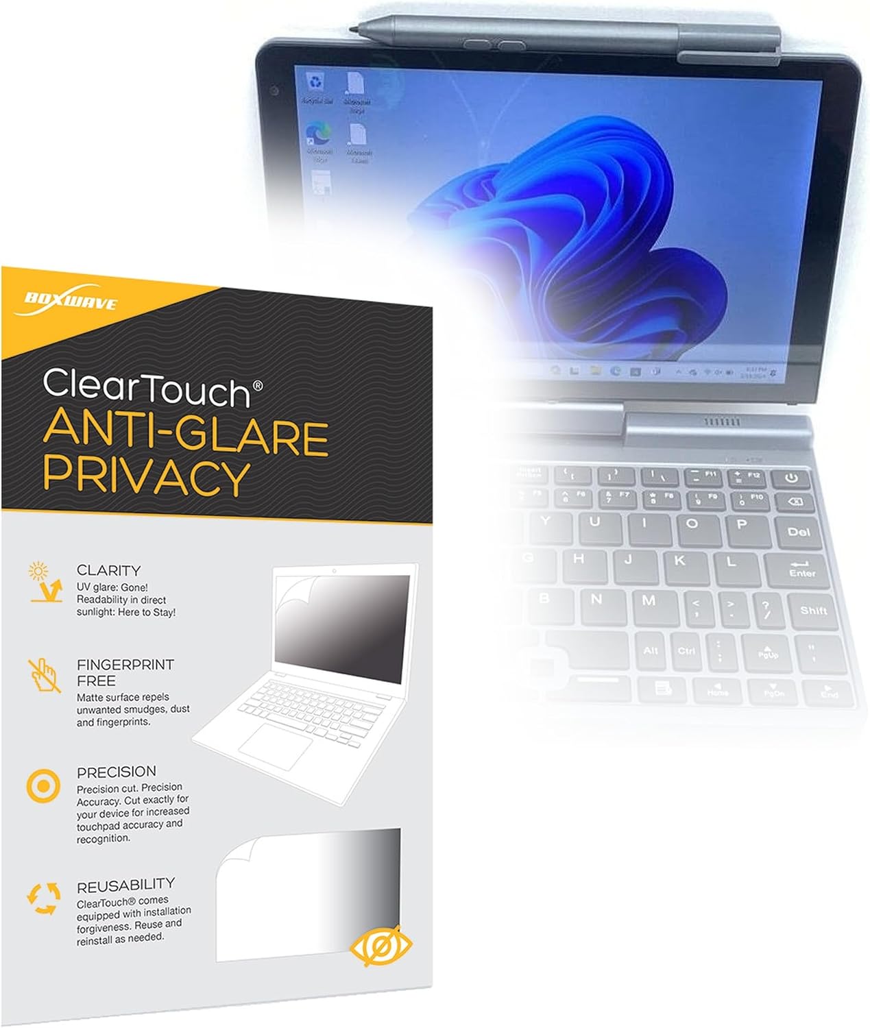 BoxWave Screen Protector Compatible with KOOSMILE P8 Mini Laptop (8 in) - ClearTouch Anti-Glare Privacy (2-Pack), Privacy Screen Protector Flexible Film Anti-Glare