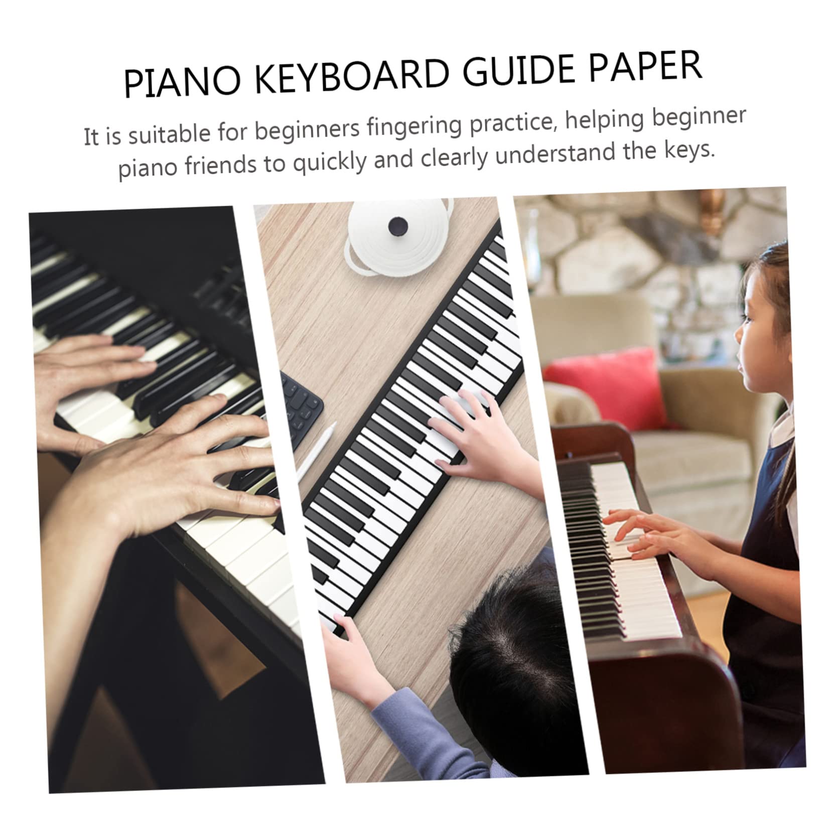 BESTonZON Piano Keyboard Note Chart 88 Keys Aid Chart Portable Practice Sheet for Beginners Student's Music Reference