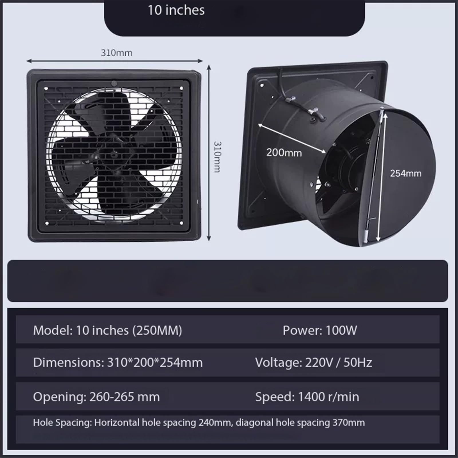 Ventilador de ventilación Unidad cambio aire montaje en pared Garaje